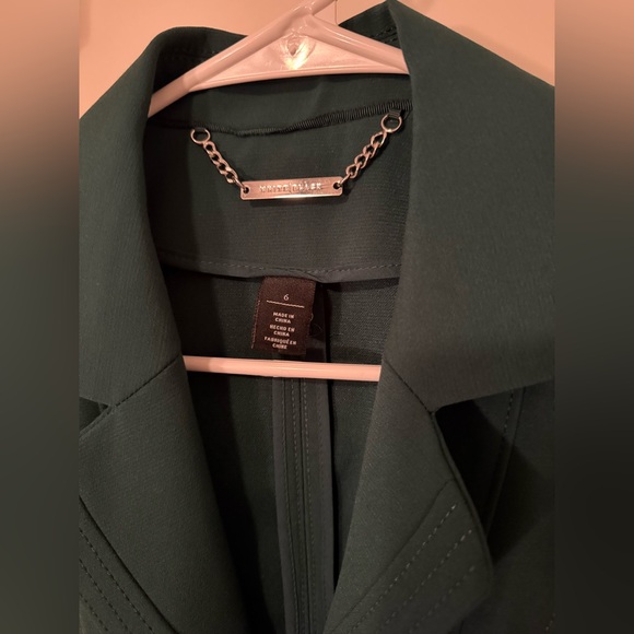 White House Black Market Teal Zip Front Blazer Jacket - Picture 3 of 5